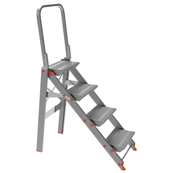  Scaletta Class Più - con parapetto - 4 gradini - alluminio - Marchetti 