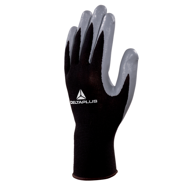  Guanti di precisione VE712GR - poliestere - palmo in nitrile - taglia 07 - nero/grigio - Deltaplus 