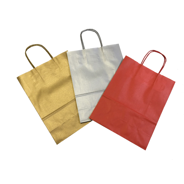  Shopper - maniglie cordino - 26 x 11 x 35 cm - carta kraft - mix Natale - Mainetti Bags - conf. 25 pezzi 