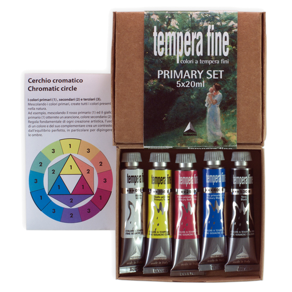  Tempera fine Primary Set - 20 ml - colori primari (nero, bianco inclusi) - Maimeri - set 5 pezzi 
