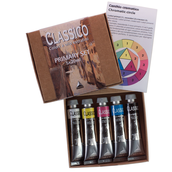  Colori a olio extrafini Primary Set - 20 ml - colori primari (nero, bianco inclusi) - Maimeri - set 5 pezzi 