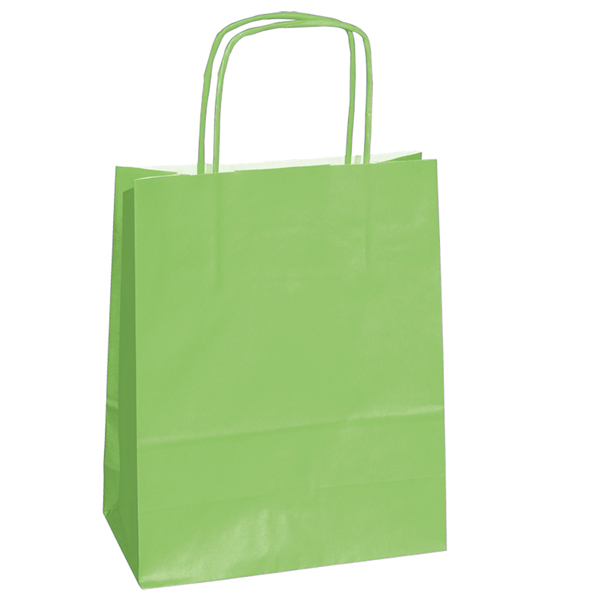  Shopper Twisted - maniglie cordino - 14 x 9 x 21 cm - carta kraft - verde mela - Mainetti Bags - conf. 25 pezzi 