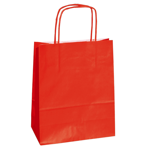  Shopper Twisted - maniglie cordino - 14 x 9 x 21 cm - carta kraft - rosso - Mainetti Bags - conf. 25 pezzi 