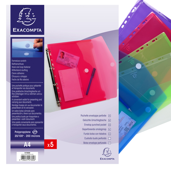  Busta forata con chiusura in velcro - PPL - 24 x 32 cm - colori assortiti - Exacompta 