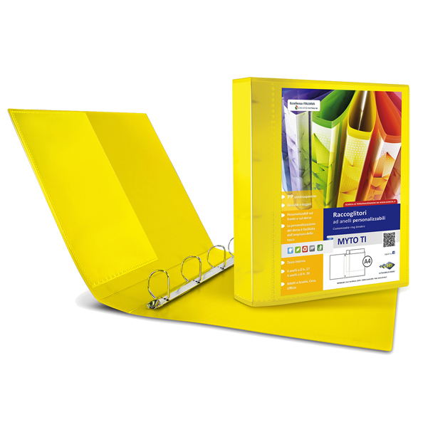  Raccoglitore personalizzabile Myto TI - 22 x 30 cm - 4 anelli a D 17 mm - dorso 2,5 cm - giallo - Sei Rota 