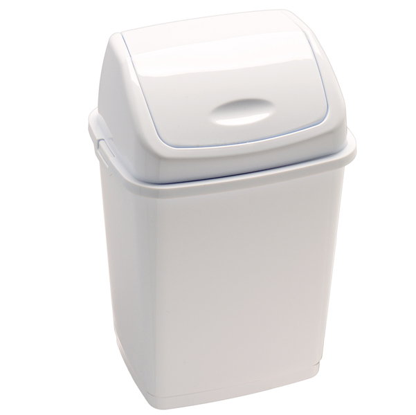  Pattumiera con coperchio basculante Rif Basic - 29x23x45 cm - 18 L - bianco - Medial 