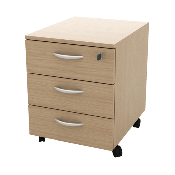  Cassettiera Rainbow - 3 cassetti - con ruote - 41 x 50 x 52,2 cm - rovere 