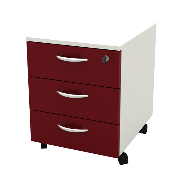  Cassettiera Rainbow - 3 cassetti - con ruote - 41 x 50 x 52,2 cm - bianco/prugna 