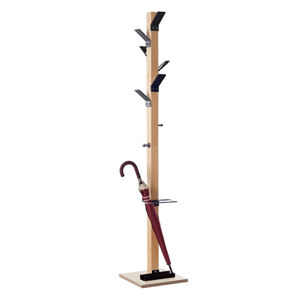  Appendiabiti Easycloth - con portaombrelli - 6 posti - 35 x 35 x 180 cm - legno/nero - Paperflow 