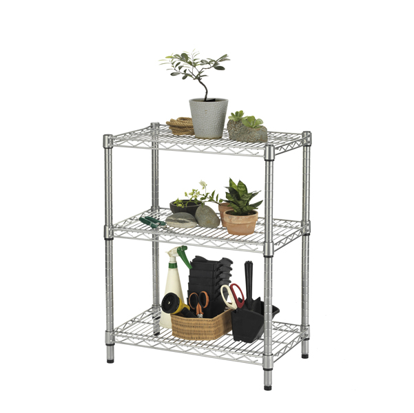  Kit scaffale Archimede Outdoor - 3 ripiani - 36 x 60 x75 cm - acciaio zincato - cromato - Serena Group 