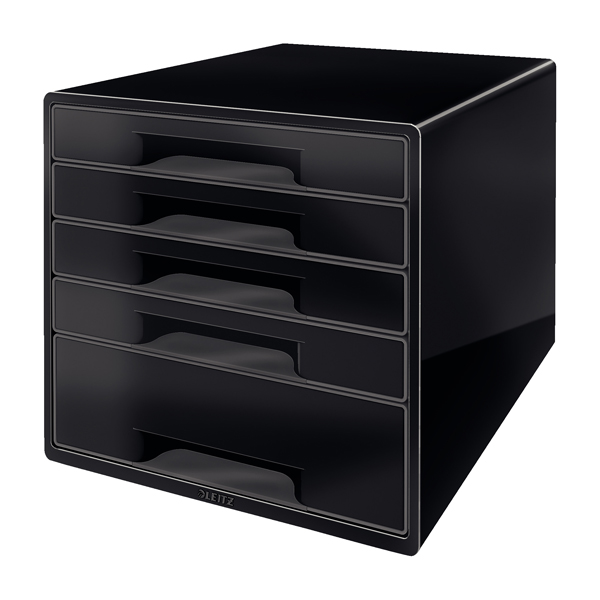  Cassettiera Drawer Cabinet Cube 5 - 28,7 x 27 x 36,3 cm - nero - Leitz 