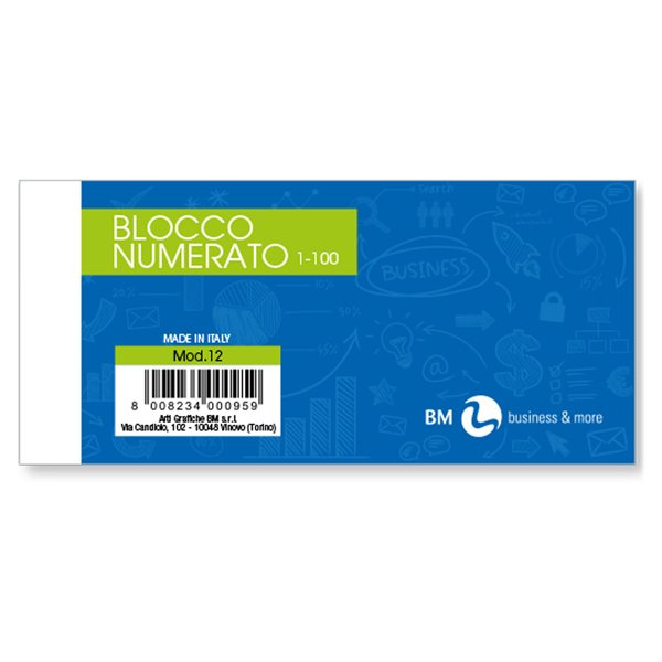  Blocco numerato (1/100) - colori assortiti - 13 x 6 cm - BM 