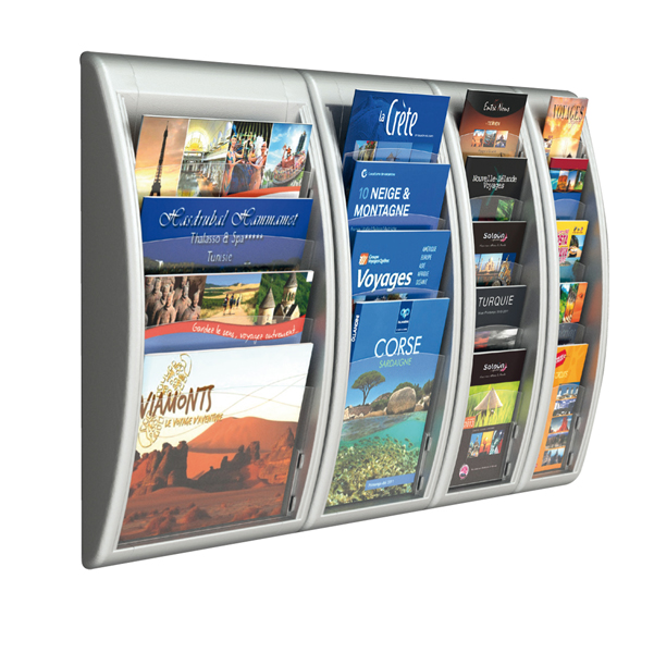  Espositore da parete Quick Fit System - 4 tasche A4 orizzontali - grigio - Paperflow 