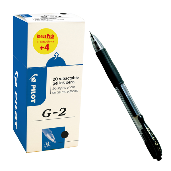  Roller gel a scatto G 2 - punta 0,7mm - nero - Pilot - conf. 16 + 4 pezzi 