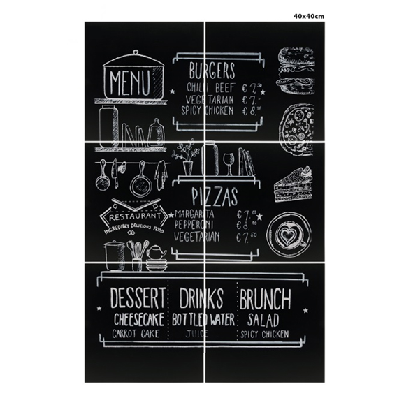  Lavagna da parete XXL - 40 x 40 cm - nero - Securit - set 6 pezzi affiancabili 