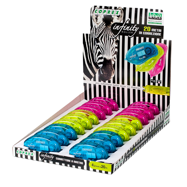  Correttore a nastro - 4,2mm x 20mt - 3 colori assortiti - Lebez 