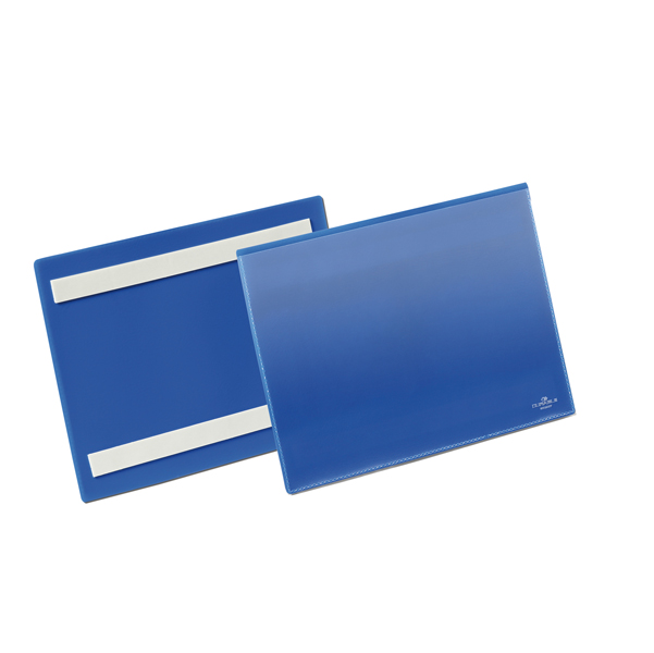  Buste identificative - con bande adesive - A5 orizzontale - blu - Durable - conf. 50 pezzi 