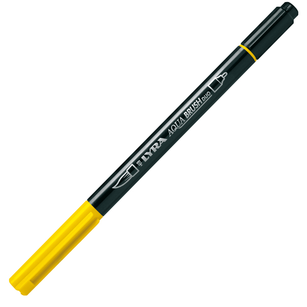  Pennarello Aqua Brush Duo - punte 2/4 mm - giallo limone - Lyra 