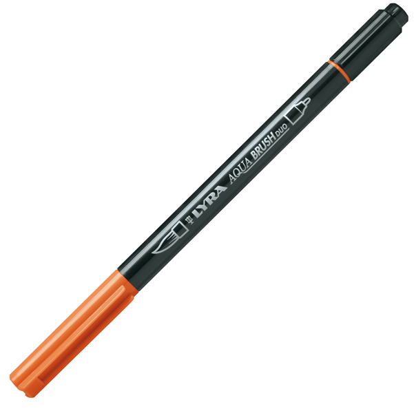  Pennarello Aqua Brush Duo - punte 2/4 mm - arancio - Lyra 