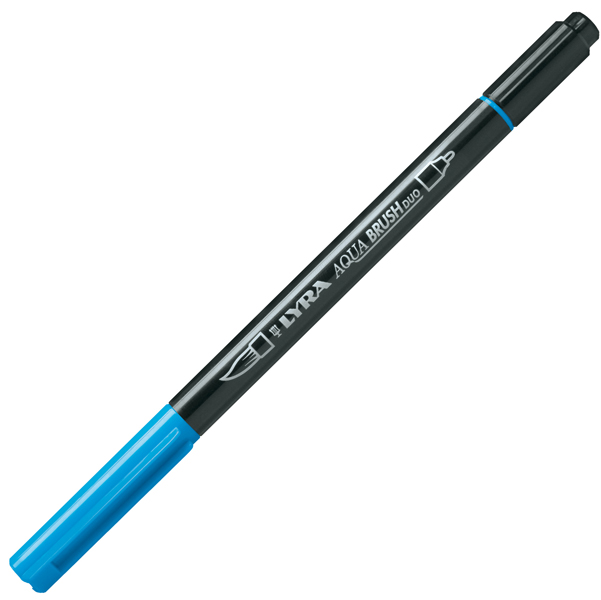  Pennarello Aqua Brush Duo - punte 2/4 mm - azzurro - Lyra 