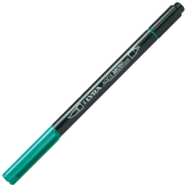  Pennarello Aqua Brush Duo - punte 2/4 mm - verde notte - Lyra 