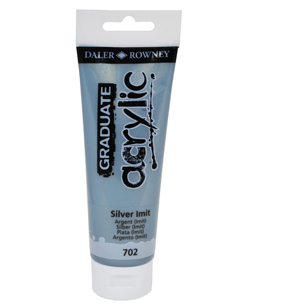  Colore acrilico fine Graduate - 120 ml - argento imitazione - Daler Rowney 