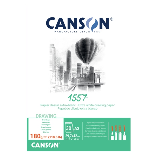  Blocco collato lato corto 1557 - A3 - 180 gr - 30 fogli - Canson 
