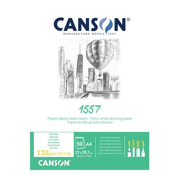  Blocco collato lato corto 1557 - A4 - 120 gr - 50 fogli - Canson 