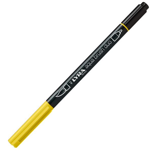  Pennarello Aqua Brush Duo - punte 2/4 mm - giallo cromo chiaro - Lyra 