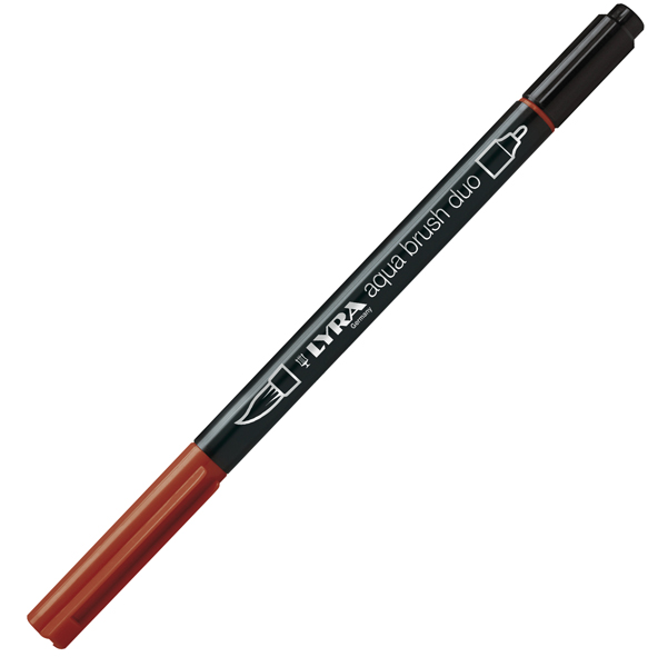  Pennarello Aqua Brush Duo - punte 2/4 mm - rosso indiano - Lyra 