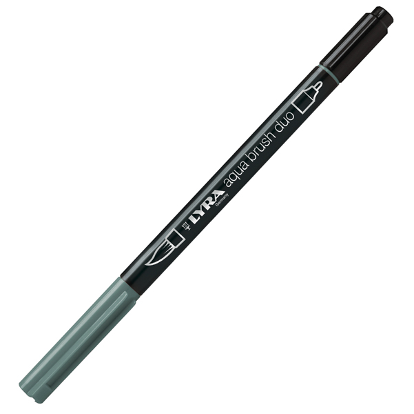  Pennarello Aqua Brush Duo - punte 2/4 mm - grigio medio freddo - Lyra 