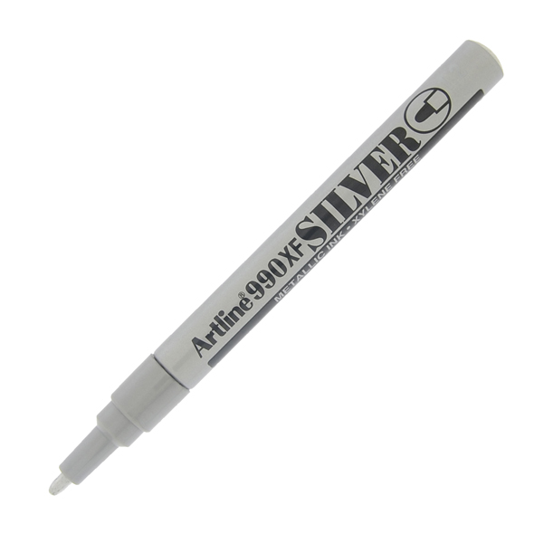  Marcatore permanente A 990 - a vernice - punta tonda fine - 1,2 mm - argento - Artline 