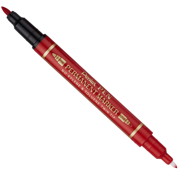  Marcatore permanente Twin tip - doppia punta fine-extra fine - rosso - Pentel 