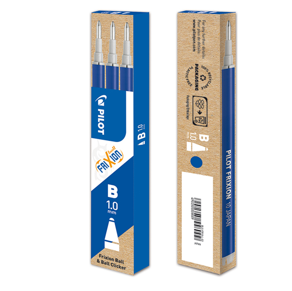  Refill sfera frixionball clicker - punta 1,0 mm - blu - Pilot - conf. 3 pezzi 