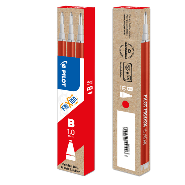  Refill sfera frixionball clicker - punta 1,0mm - rosso - Pilot - conf. 3 pezzi 