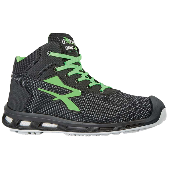  Calzatura di sicurezza Hard S3 SRC - pelle idrorepellente - numero 39 - grigio scuro/verde - U-Power 