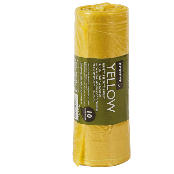  Sacchi rifiuti Classic - 70 x 110 cm - 120 L - 20 micron - giallo - Perfetto - conf. 10 pezzi 