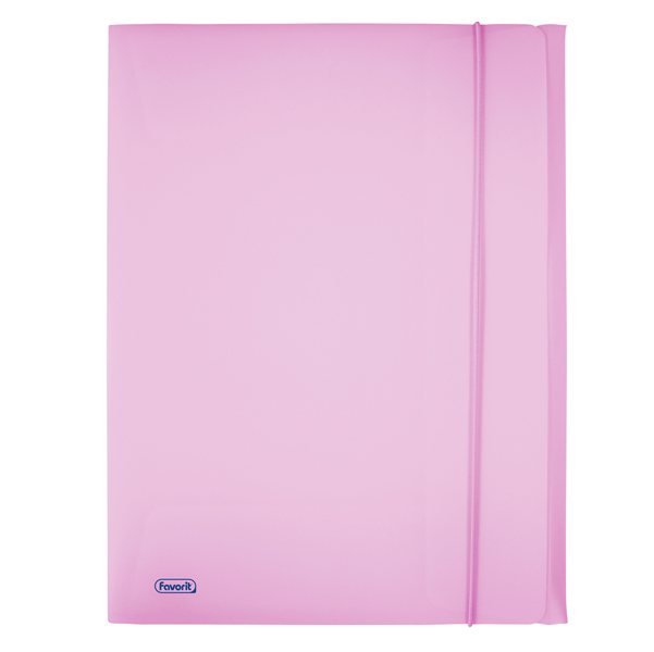  Cartella 3 lembi con elastico Pastel - 24 x 33cm - dorso 1 cm - PP - glicine - Favorit 