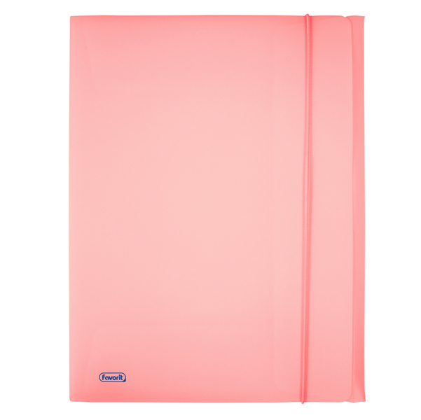  Cartella 3 lembi con elastico Pastel - 24 x 33cm - dorso 1 cm - PP - cipria - Favorit 