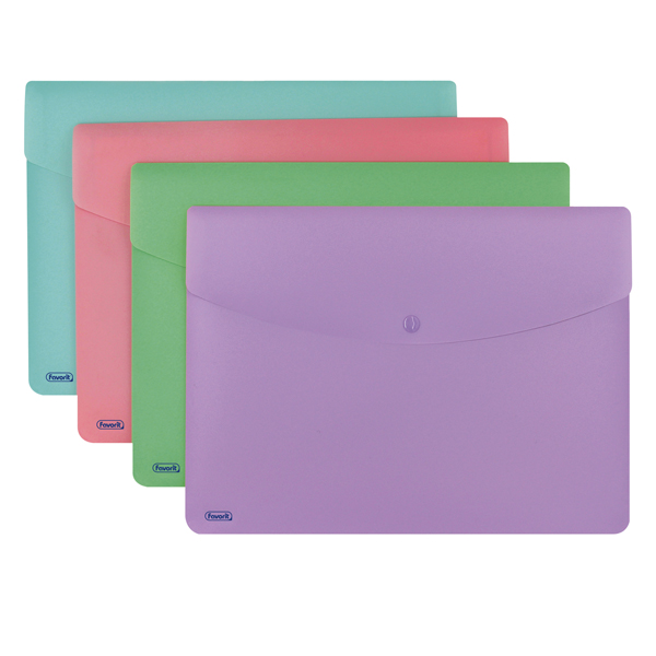  Busta con bottone Pastel - A4 - PP - colori assortiti - Favorit 