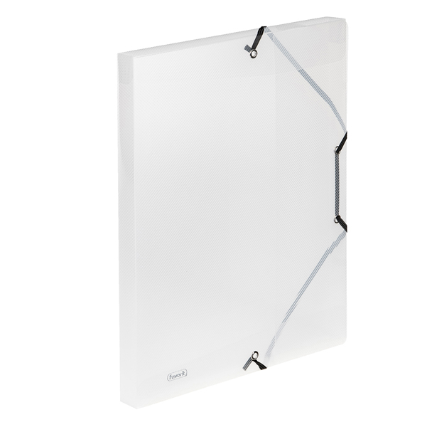  Cartella 3 lembi con elastico angolare Lumina - 24 x 32cm - dorso 2,5 cm - PP - trasparente - Favorit 