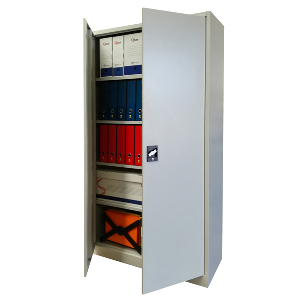  Armadio alto in metallo ad ante battenti 100x45xH200cm Grigio Kub8 