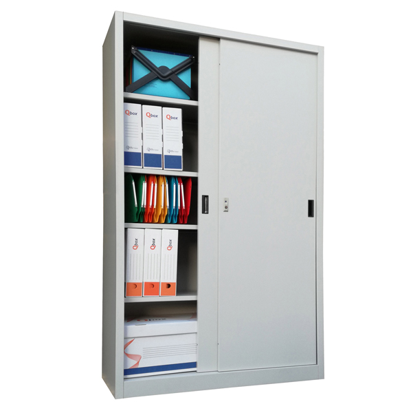  Armadio alto in metallo ad ante scorrevoli 120x45xH200cm Grigio Kub8 