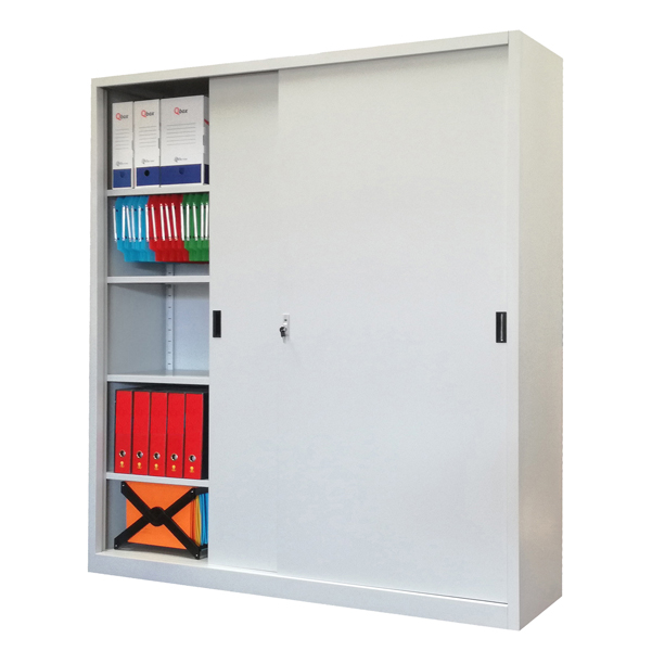  Armadio alto in metallo ad ante scorrevoli 180x45xH200cm Grigio Kub8 