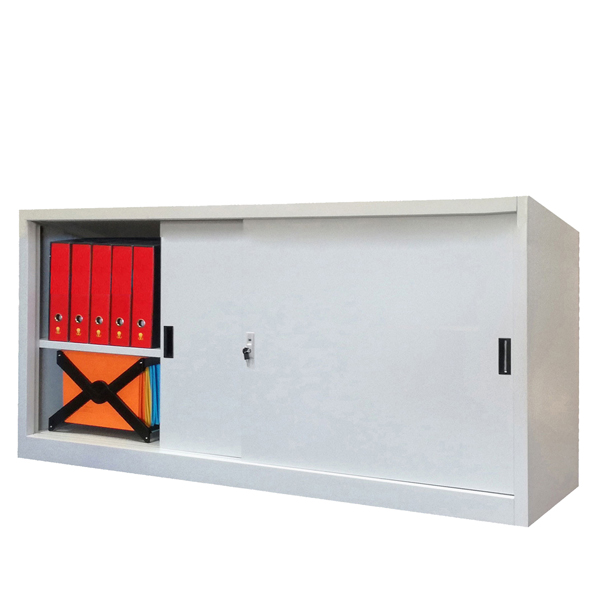  Armadio basso in metallo ad ante scorrevoli 180x45xH90cm Grigio Kub8 