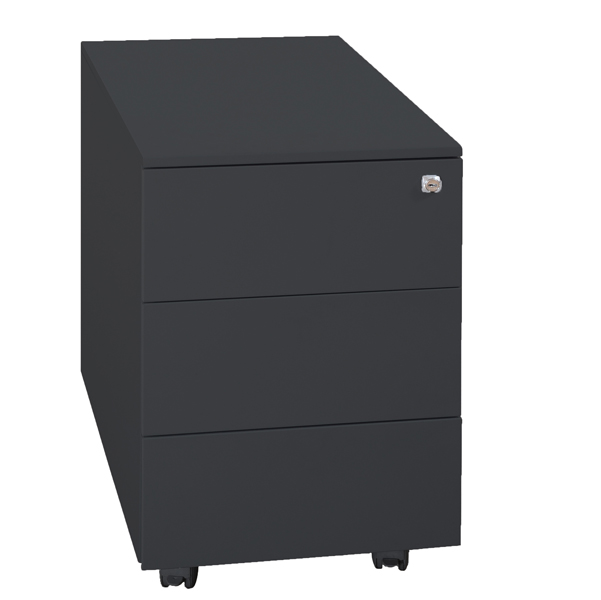  Cassettiere in metallo 3CASS. 40x59x54cm Nero Kub8 