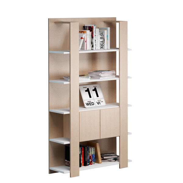  Libreria alta Concept - 5 ripiani - 100 x 38,6 x 198 cm - bianco/rovere 