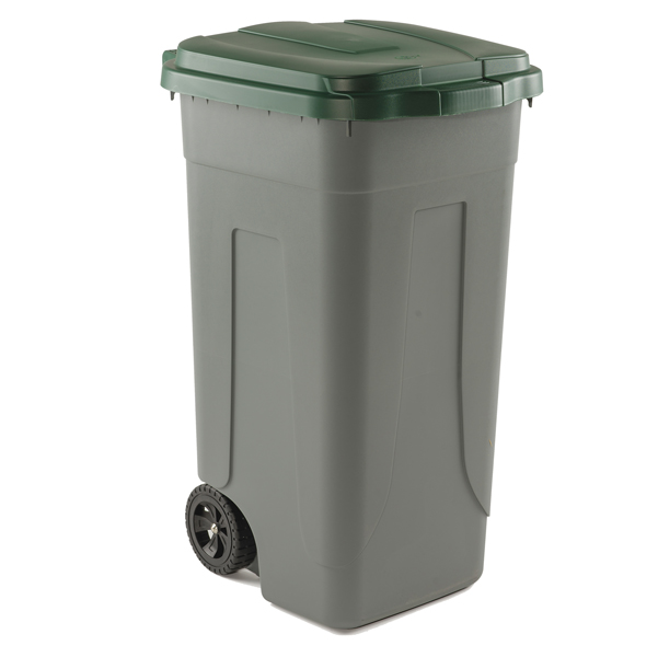  Bidone mobile - con chiusura a clip - 49x54x85 cm - 100 L - grigio/verde - Mobil Plastic 