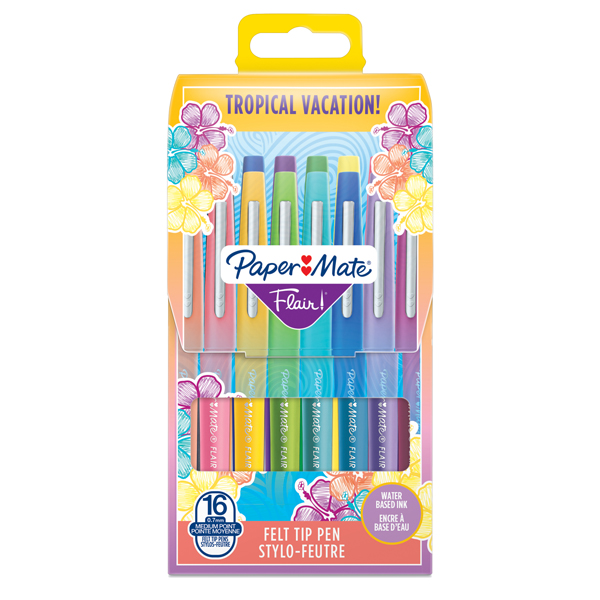  Astuccio 16 colori Tropical pennarello Flair Nylon Papermate 