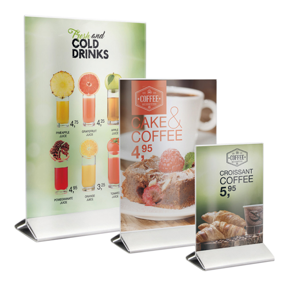  Display da tavolo - A4 - base acciaio - Securit 